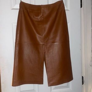 Cache tan leather pencil skirt size 2